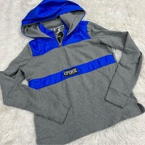 Victoria's Secret Pink Perfect Fleece Anorak Lined Hoodie Half Zip Gray Small